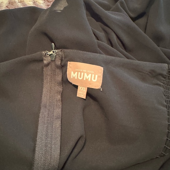 SHOW ME YOUR MUMU SHANNON ONE SHOULDER DRESS BLACK CHIFFON - Picture 5 of 6